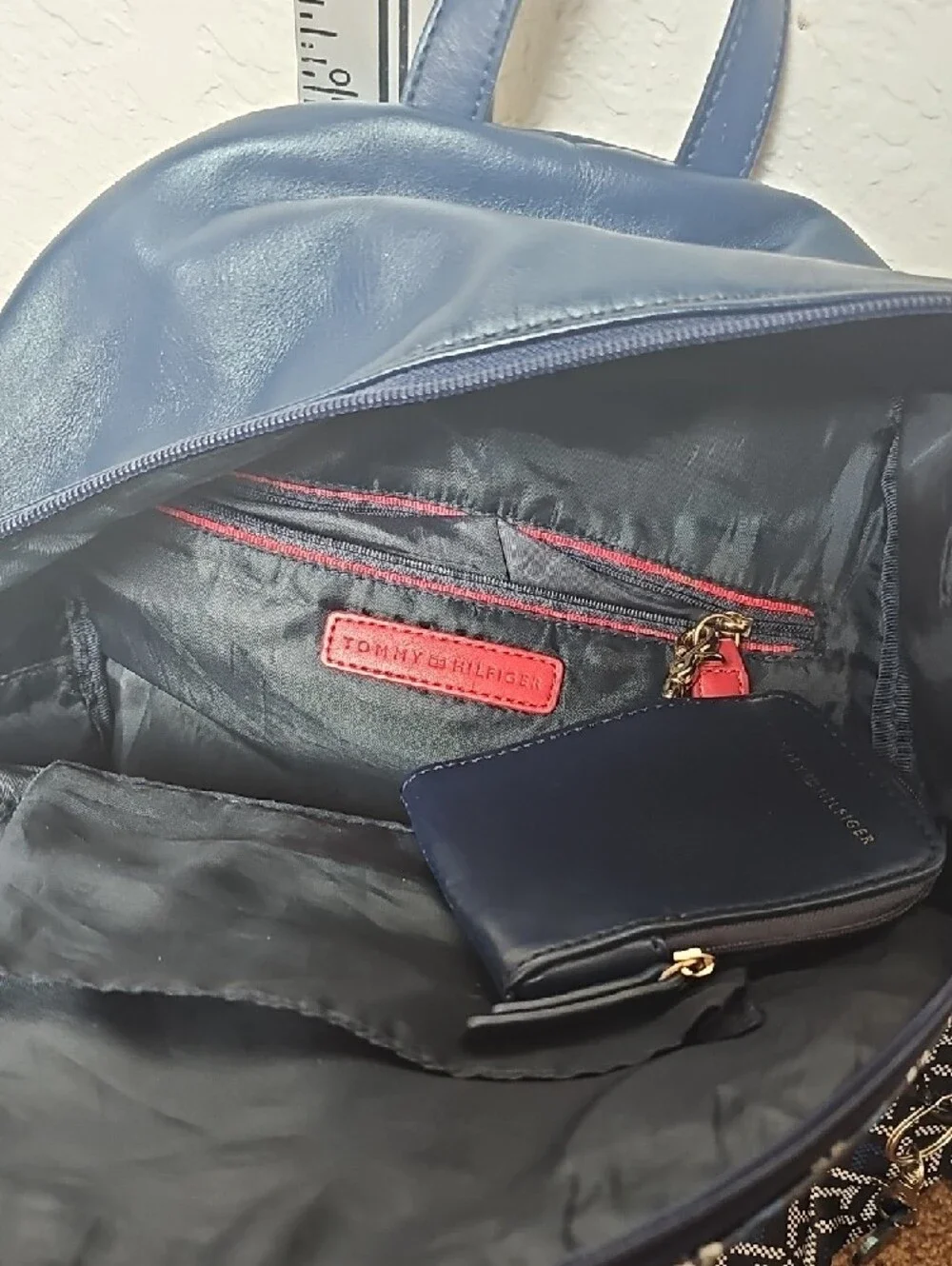 Tommy Hilfiger Navy and White Monogram Backpack